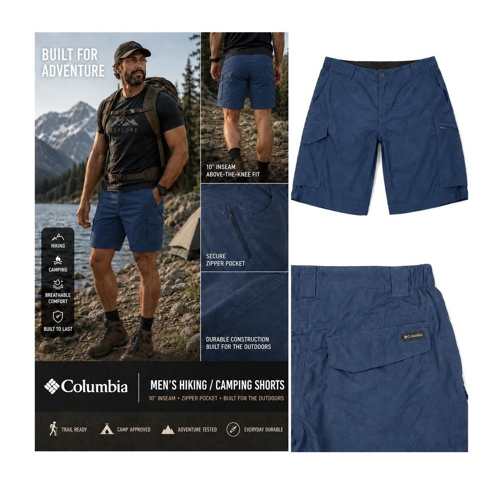Columbia Omni Shorts Camping Hiking Fishing Pockets Omni Wick UPF 50 W32”L10”